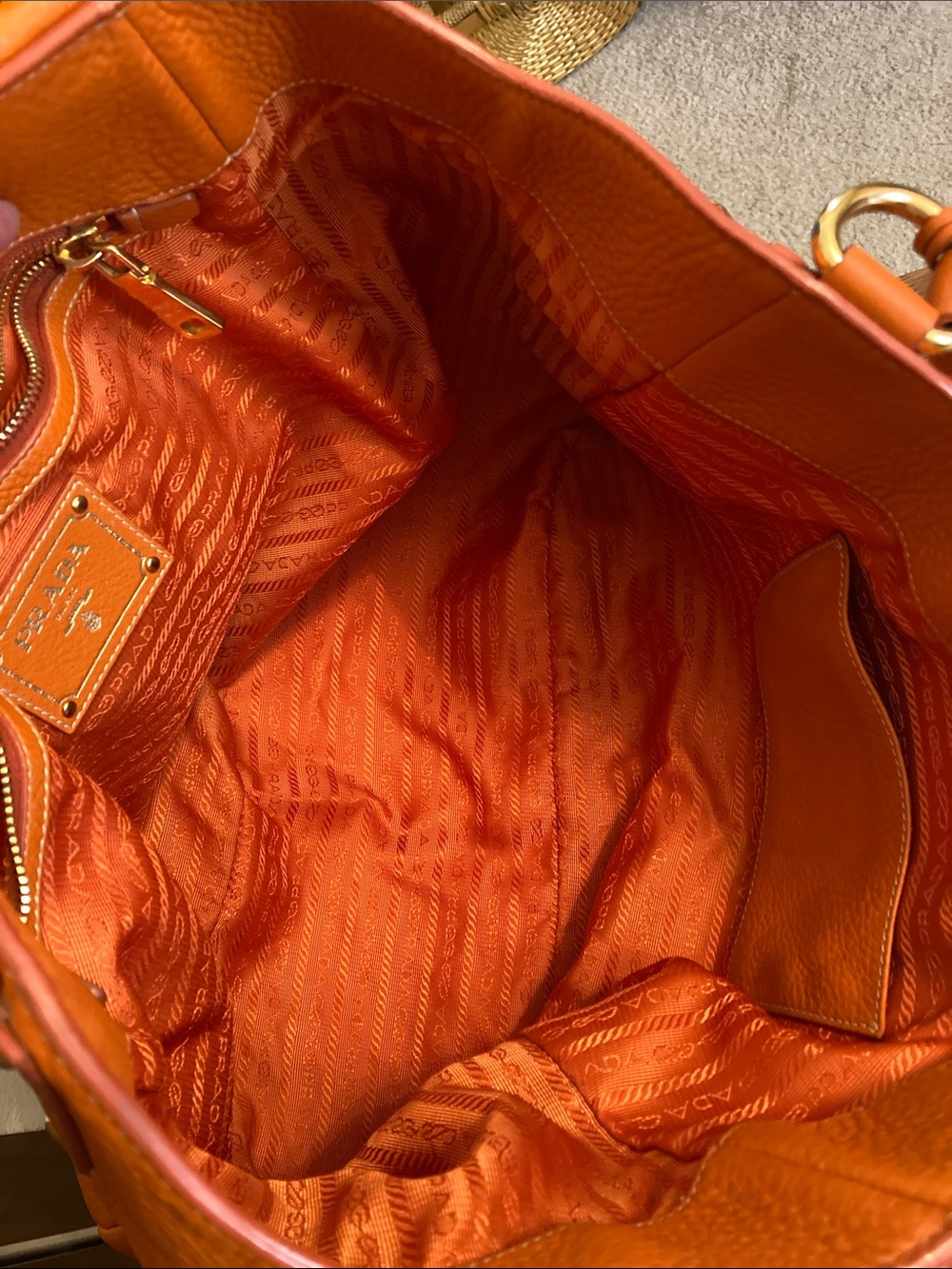 Prada Vitello Daino Pebbled Leather Push Lock Tote Bag EUC - Picture 8 of 15